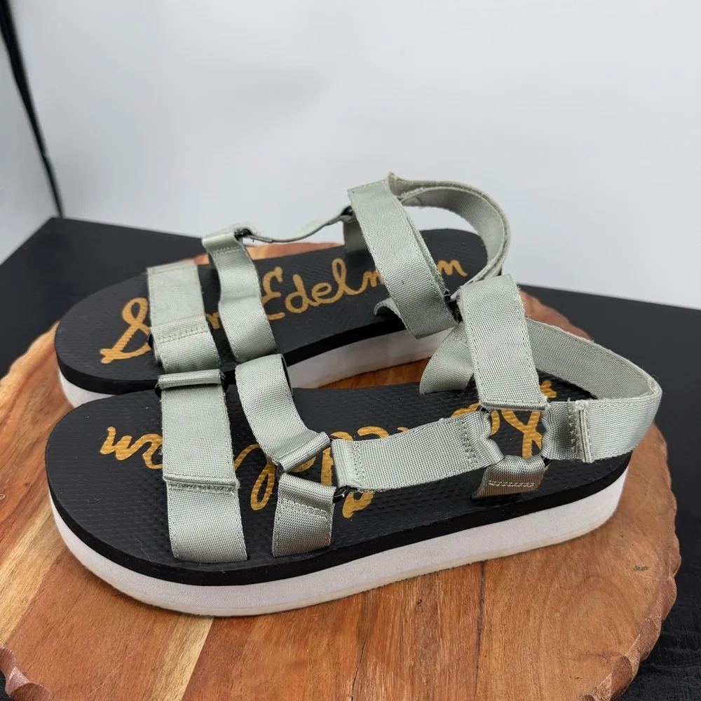 Sam Edelman Black Desert Olive Nylon Mariace Sandals Shoes sz 7 - Picture 3 of 5